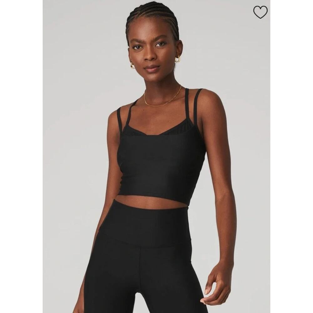 NWT Alo Yoga Airlift Double Check Sports Bra Tank Black Gym Workout Sports Sz XS - Picture 5 of 5